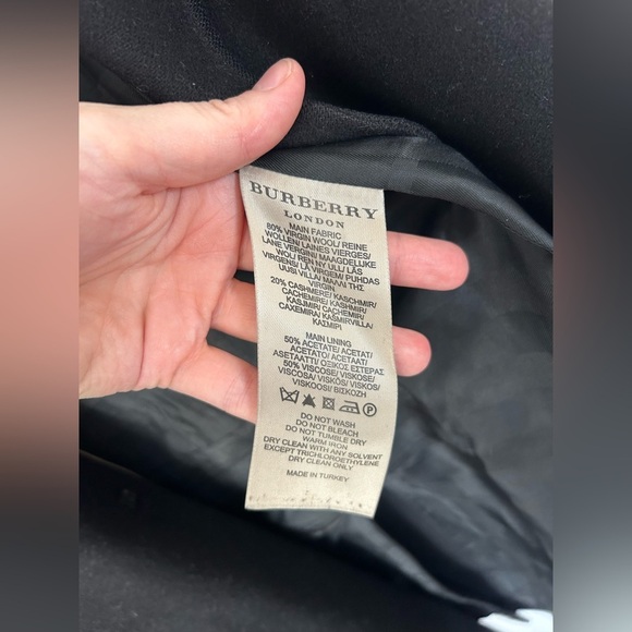 Burberry Black Trench Coat Wool Cashmere Size 10 - Picture 15 of 16
